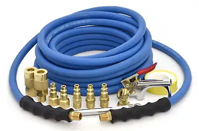 Blubird Rubber Air Hose 3/8  X 25' W/ 12pc Premium Air Hose Kit • $29.48