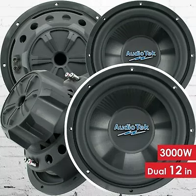 Pair Of Audiotek 12 Inch 3000 Watt Car Audio Subwoofer With DVC Power (2 Woofer) • $119.99