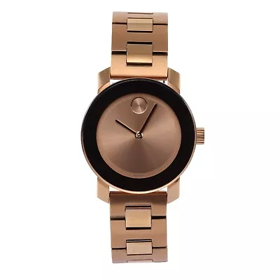 Movado Bold 30mm Rose Gold Tone Steel Quartz Ladies Watch 3600435 • $325