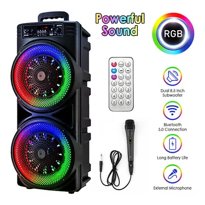 5000W Portable Bluetooth Speaker Sub Woofer Heavy Bass Sound System Party + Mic • $56.99