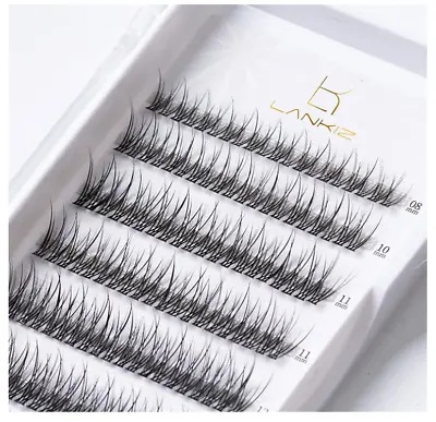 Lankiz Individual Lashes Natural Cluster C Curl 0.1mm Mix Faux Mink DIY 160pcs • $7.88