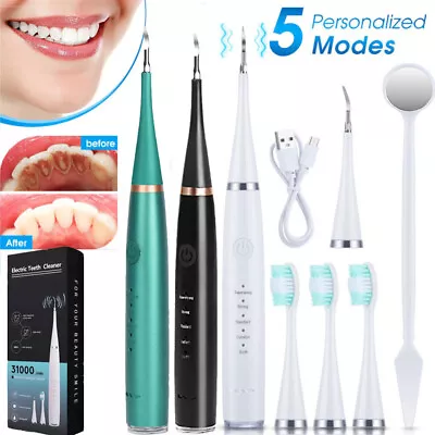 Electric Ultrasonic Dental Tartar Plaque Calculus Tooth Remover Teeth Cleaner AU • $4.73