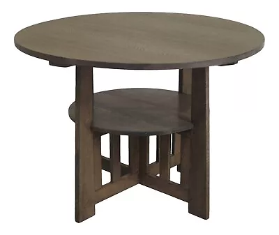 F31263EC: Mission Oak Arts & Crafts Round Oak Table ~ AS IS • $795