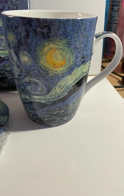 $12 • Buy MCINTOSH FINE BONE CHINA MUG WITH LID  STARRY NIGHT  VAN GOGH SEE Description