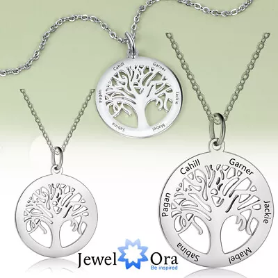 Tree Of Life Necklace Women 1-6 Family Names Pendant Personalized Mother Grandma • $11.09