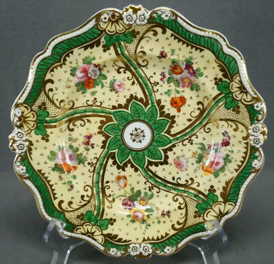 $495 • Buy Ridgway 2889 Hand Painted Floral Yellow Green & Gold 8 3/4 Inch Plate Circa 1835