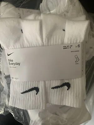 Nike Everyday Cushioned Dri-FIT 4-6 Socks - 6 Pairs White (SX7666-100) • $20.99