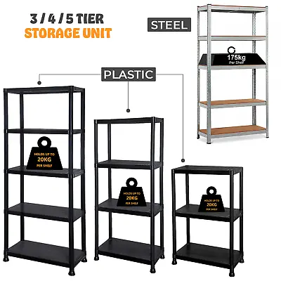 5 Tier Racking Shelf Heavy Duty Garage Shelving Storage Shelves Unit Organiser • £51.85