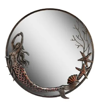 Mermaid Round Wall Mirror Starfish Coastal Nautical Beach Ocean ~ SPI Home 50744 • $175