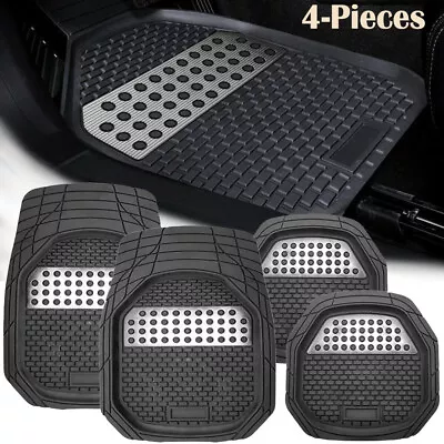 4PC Set Rubber Auto Floor Mats Black Heavy Duty For Car Suv Truck Van Trimmable • $22.99