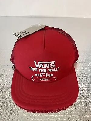 Vintage Vans Off The Wall Red Snapback Trucker Mesh Hat  2007 Open Now New Tags • $15.95