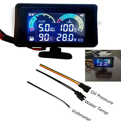 4in1 LCD Excavator Car Oil Pressure+ Voltmeter +Water Temperature+Oil Fuel Gauge • $29.79