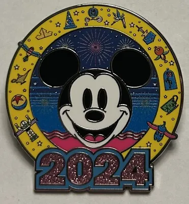 Disney - 2024 Series - Mickey Mouse Head Glitter - Pixar Ball Sorcerer Hat Pin • $6.99