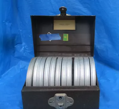 Vtg SIMONSEN Metal 8mm Film Case W/12 Cans Kodak-B&H Latch- Lock Works W/key USA • $41.95