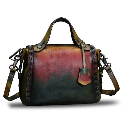 Vintage Cowhide Genuine Leather Women Shoulder Bag Crossbody Satchel Handbags • $123