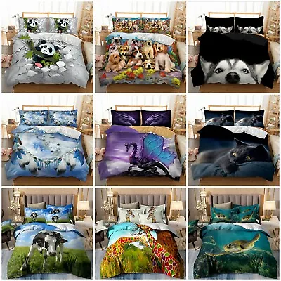 3D Kids Duvet Cover Animals Bedding Set With Pillowcases Single Double King Size • £20.99