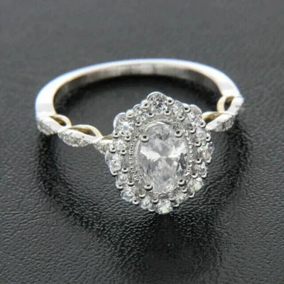 £119.99 • Buy 2Ct Oval Cut Lab Created Diamond Women's Engagement Ring 14K White Gold Finish