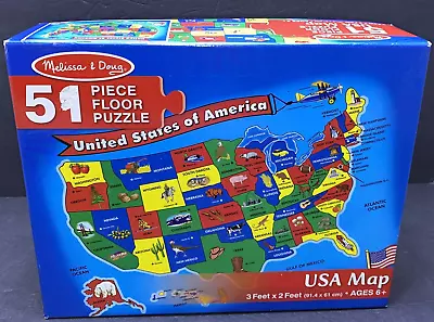 Puzzle USA 51pc Floor Melissa & Doug COMPLETE IN BOX  FAST SHIPPING • $5.99