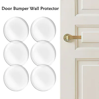 6Pcs Door Stopper Wall Protector Self Adhesive Clear Round Silicone Door Bumpers • £4.58