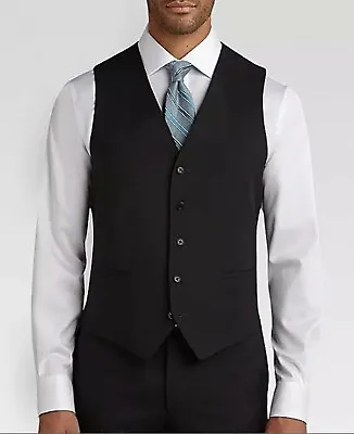 Mens Black Single Breasted Formal Wedding Smart Casual Suit Waistcoat Vest S-5XL • £22.99