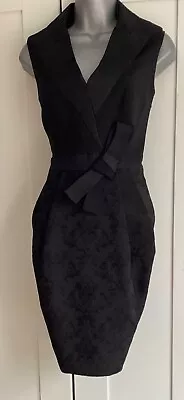 KAREN MILLEN Black Tuxedo Jacket Sleeveless Dress Size UK 10 • £39