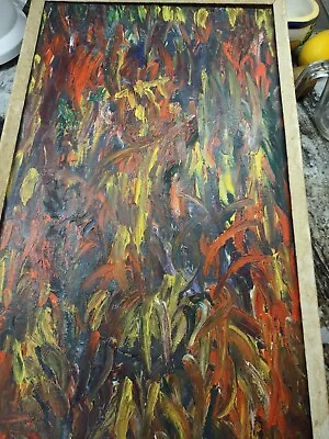 Antique 1940s Vintage Abstract Expressionism Oil Painting  • $84