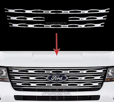 2016 2017 Ford Explorer Chrome Snap On Grille Overlays Front Grill Bars Covers • $114.99