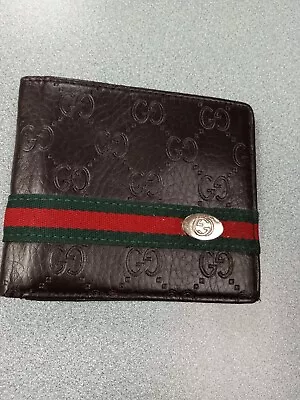 Gucci Signature Web Bi-fold Leather Wallet - Brown • $250