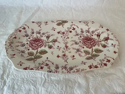 JOHNSON BROTHERS Rose Chintz Large Sandwich Tray/platter 12 5/8 In.  ENGLAND • $85