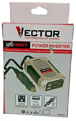 Vector Power Inverter PI120SV 120 Watt 2.1 A Dual USB Ports 3' Cord • $17.99