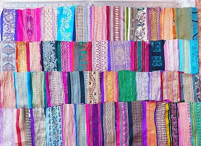 VERY RARE LOT Antique Vintage Sari TRIM LACE EDGING RIBBON 50 Pieces CRAF DS96 • $23.49