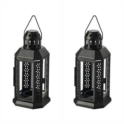 2×Ikea ENRUM Lantern For Tealight In/outdoor Romantic 22cm [Black] • £12.99