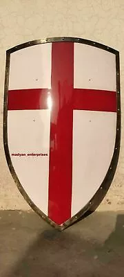 Medieval Crusader Shield Battle Knight Warrior Shield Templar Red Cross Design • £75.25