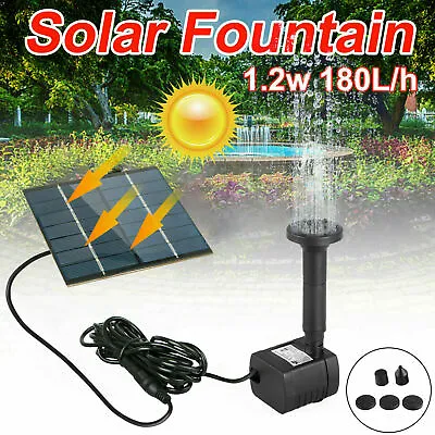 180L/H Solar Powered Water Feature Pump Garden Pool Pond Fish Tank Fountain Kit • £10.99