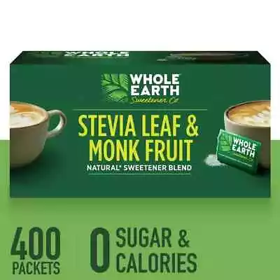 Whole Earth Stevia & Monk Fruit Zero Calorie Sweetener 400 Packets • $17.49