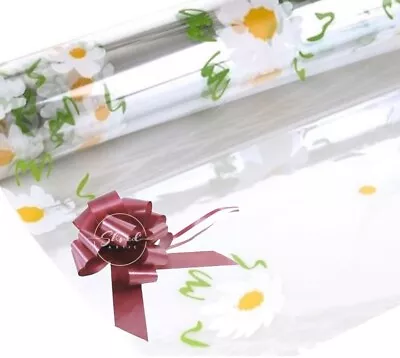 ShredAstic Daisy Cellophane Wrap Burgundy Pull Bow Mothers Day Easter Hamper Kit • £0.99