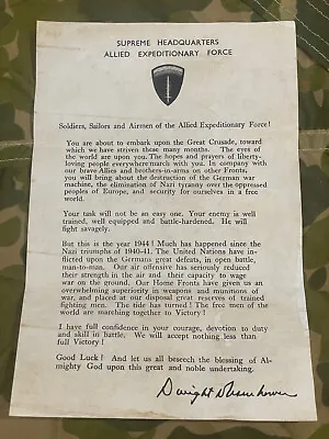 D-day Invasion Eisenhower Overlord Letter To Allied Expeditionary Force (repro) • $9.44