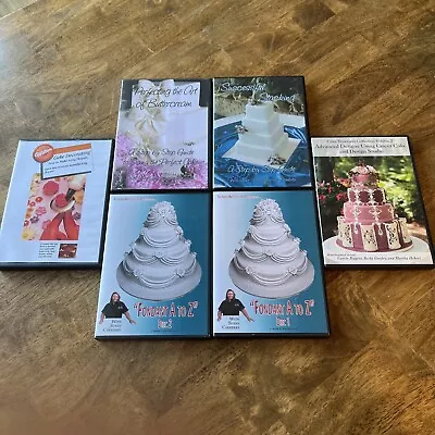 Rare 6 Dvd Set - Cakes - Wilton Icing Flowers Fondant A To Z Stacking Cricut + • $74.25