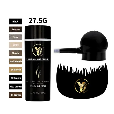 Hair Building Fibres 27.5g And Spray Applicator Pump + Comb 3 Pcs Set YASBRO® • £3.99