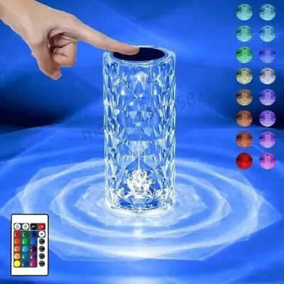 Table Lamp LED Crystal Diamond Rose Night Light Touch RGB Atmosphere Bedside Bar • $13.95