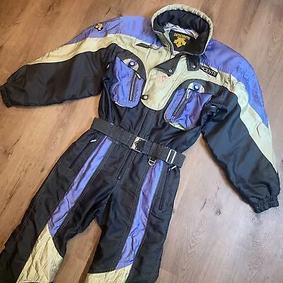 Mens Small VTG Ski Suit One Piece Snowsuit Descente Snow Bib FDX 80s Suisse Team • $174.99