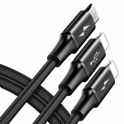 Rapid Series 3-in-1 Cable (Micro + Dual IPhone) Black - 1.2M • £6.99