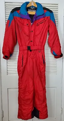 Vtg Hard Corps One Piece Ski Suit Snowsuit Snow Bib Jacket Pant 80s 90s Small 38 • $158.99