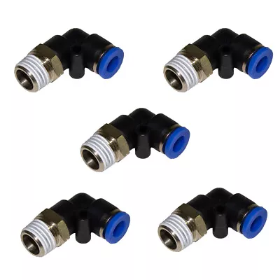 5pcs 1/4  OD Tube X 1/4  NPT Pneumatic Male Elbow Push To Connect Air Fitting • $10.50