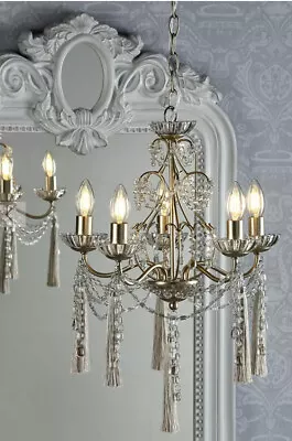 £100 • Buy LAURA ASHLEY AANAIS 5 LIGHT CHANDELIER CHAMPAGNE RRP£295 New In Box!
