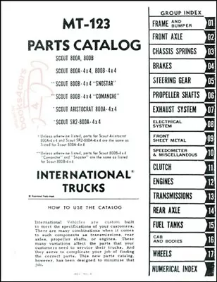 $79.95 • Buy International Scout Parts Manual Service Repair Shop Truck Catalog 800
