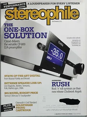 Stereophile Magazine September 2012 RUSH Band Interview Tannoy Mercury V1 Audio • £7.13