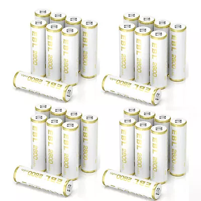 Lot  EBL Rechargeable AA Ni-MH Batteries 2800mAh Long-lasting Power • $14.29