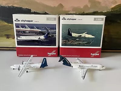 *RARE* Herpa 1:200 KLM Cityhopper Fokker 70 And Fokker 50 PACK 570640 559692 • $199.99