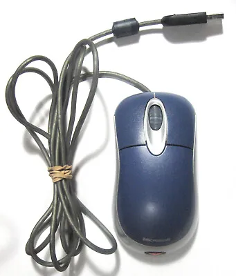 Microsoft X08-72983 Optical Mouse Wired USB PS/2 Compatible Blue Tested Works • $14.49